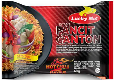 Lucky Me Pancit Canton Chow Mein Noodles - Hot Chilli - 60g