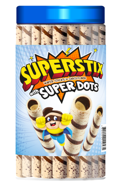 SUPER STIX Choco Flavoured Wafer Sticks with Super Dots - 346g