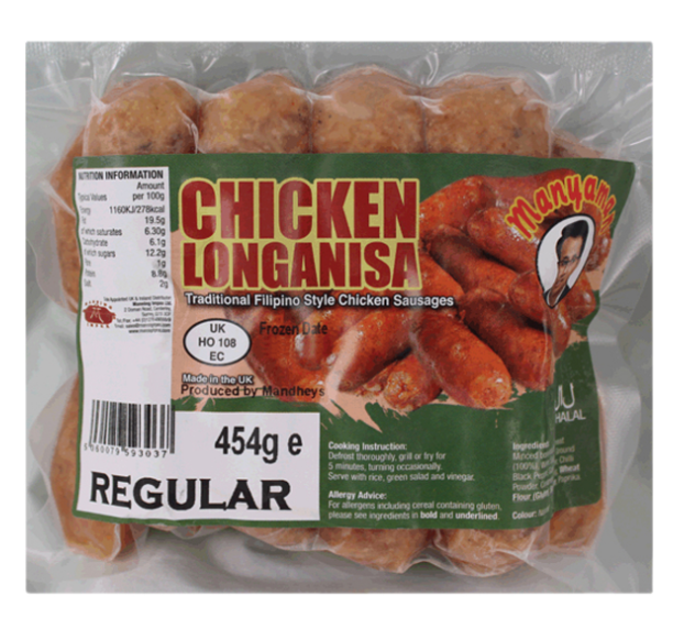 MANDHEY'S MANYAMAN Chicken Longanisa -454g