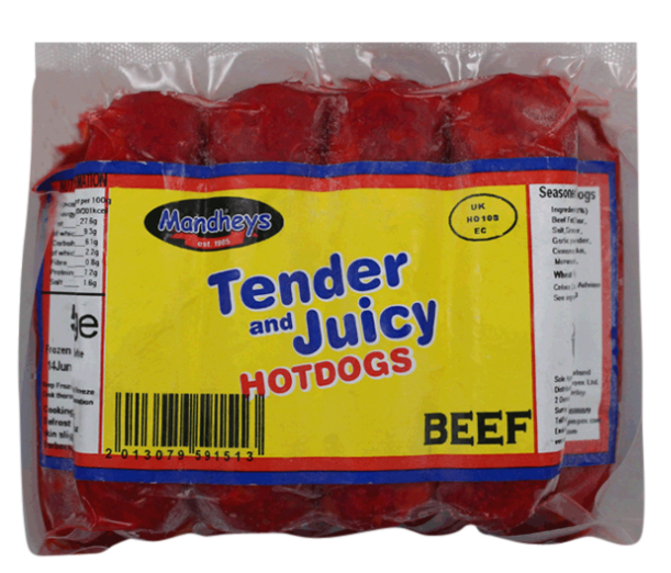MANDHEY'S TENDER & JUICY BEEF Hotdogs - Regular 500g